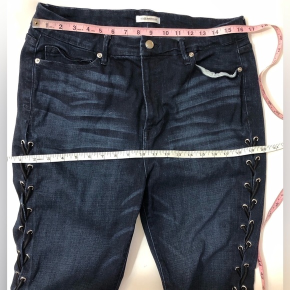Good American Good Legs dark wash blue lace up jeans - Picture 3 of 9